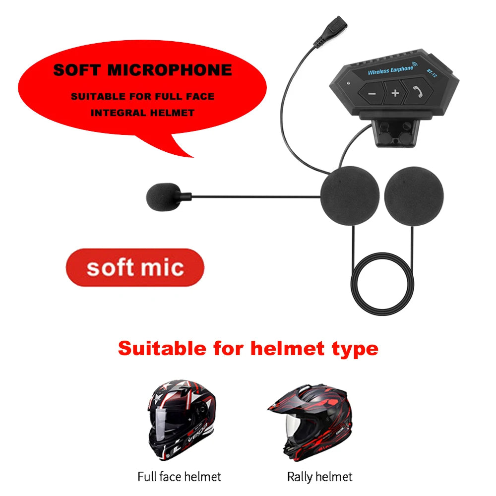 Capacete da motocicleta fone de ouvido bluetooth sem fio handsfree microfone fones leitor música controle voz para moto piloto
