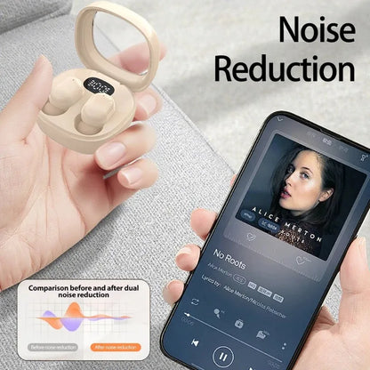 VIKEFON Fones de ouvido Bluetooth 5.3 Mini fones de ouvido TWS sem fio HIFI estéreo com redução de ruído e microfones