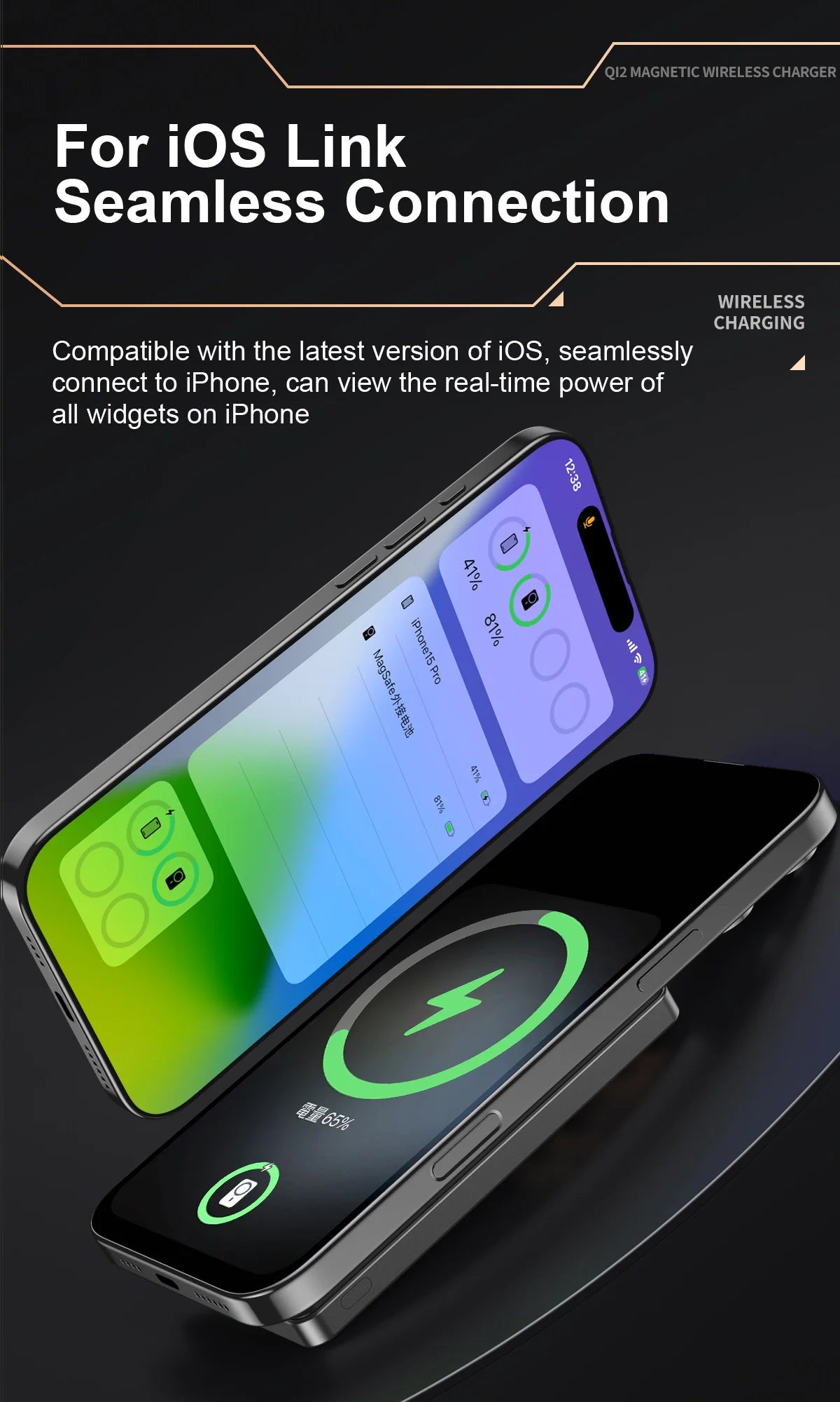 Powerbank Magnético QI 2.1 com Carregamento Rápido Sem Fio, Bateria Externa Portátil para iPhone 12-17 Pro, Watch e Airpods 5000/10000mAh