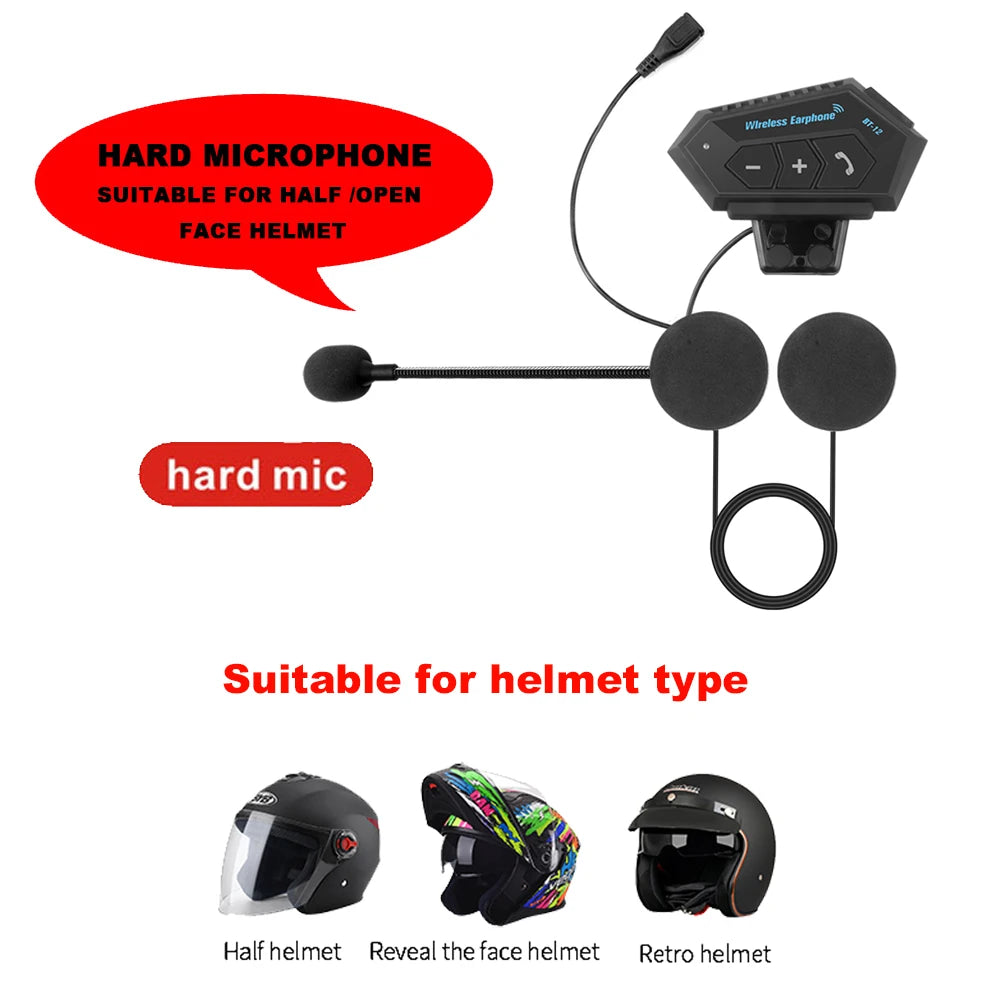 Capacete da motocicleta fone de ouvido bluetooth sem fio handsfree microfone fones leitor música controle voz para moto piloto