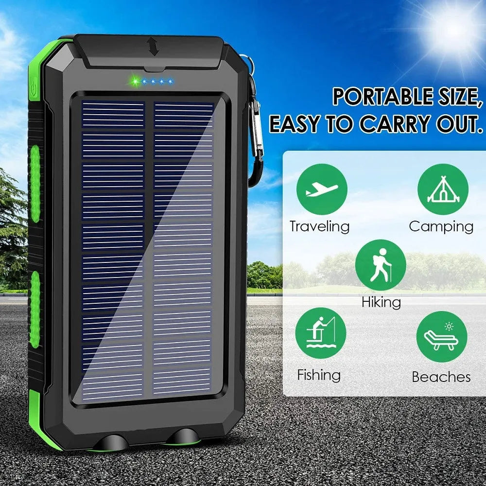 Banco de energia solar 80000mAh Carregamento portátil Poverbank Carregador de bateria externa Luz forte LDE para todos os smartphones