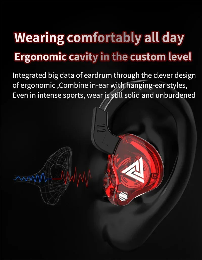 Fone de Ouvido Intra-auricular VIKEFON QKZ AK6 com 6 Drivers Dinâmicos, Microfone, Estéreo, Esportivo, HIFI, Subwoofer, Headset Monitor, Fones de Ouvido