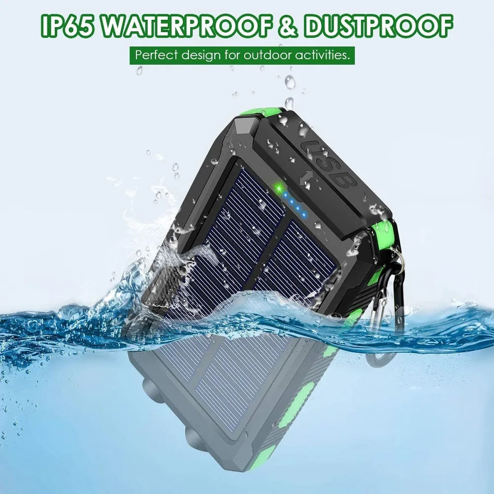 Banco de energia solar 80000mAh Carregamento portátil Poverbank Carregador de bateria externa Luz forte LDE para todos os smartphones