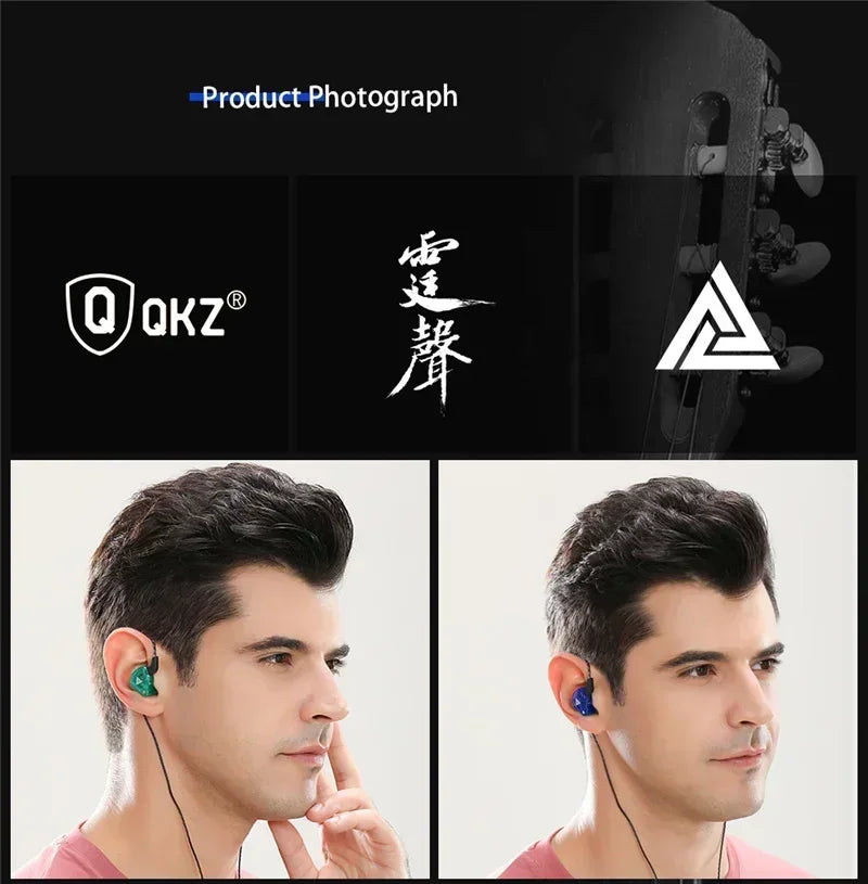 Fone de Ouvido Intra-auricular VIKEFON QKZ AK6 com 6 Drivers Dinâmicos, Microfone, Estéreo, Esportivo, HIFI, Subwoofer, Headset Monitor, Fones de Ouvido