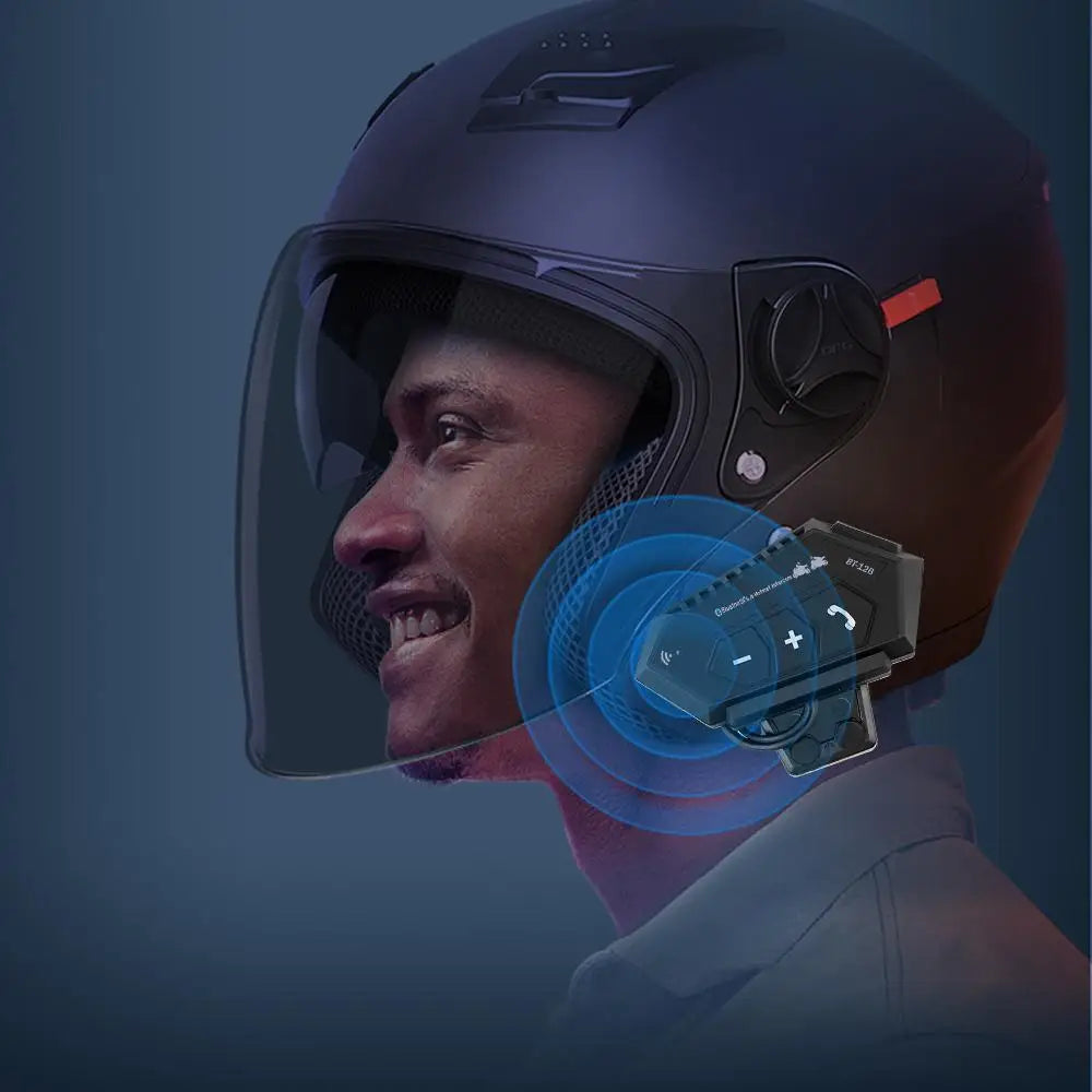 Capacete da motocicleta fone de ouvido bluetooth sem fio handsfree microfone fones leitor música controle voz para moto piloto