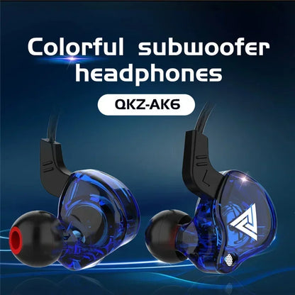 Fone de Ouvido Intra-auricular VIKEFON QKZ AK6 com 6 Drivers Dinâmicos, Microfone, Estéreo, Esportivo, HIFI, Subwoofer, Headset Monitor, Fones de Ouvido