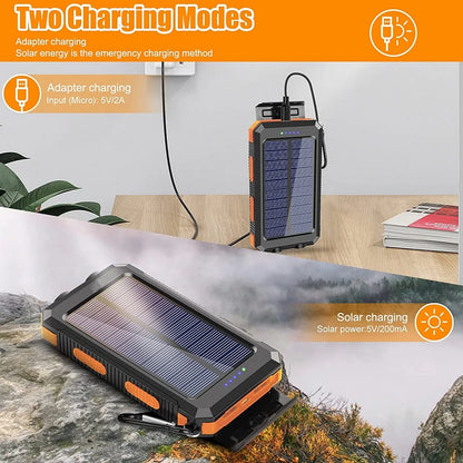 Banco de energia solar 80000mAh Carregamento portátil Poverbank Carregador de bateria externa Luz forte LDE para todos os smartphones