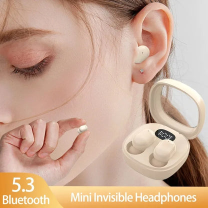 VIKEFON Fones de ouvido Bluetooth 5.3 Mini fones de ouvido TWS sem fio HIFI estéreo com redução de ruído e microfones