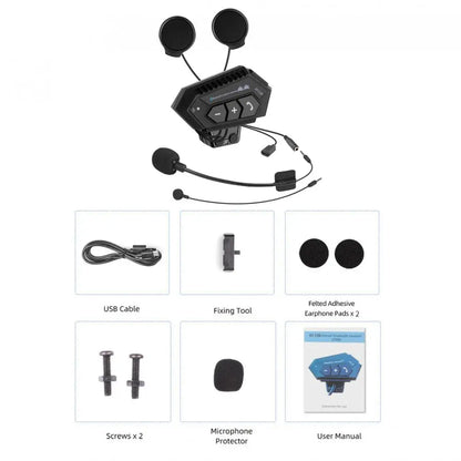 Capacete da motocicleta fone de ouvido bluetooth sem fio handsfree microfone fones leitor música controle voz para moto piloto