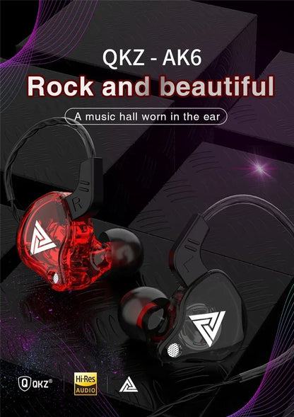 Fone de Ouvido Intra-auricular VIKEFON QKZ AK6 com 6 Drivers Dinâmicos, Microfone, Estéreo, Esportivo, HIFI, Subwoofer, Headset Monitor, Fones de Ouvido