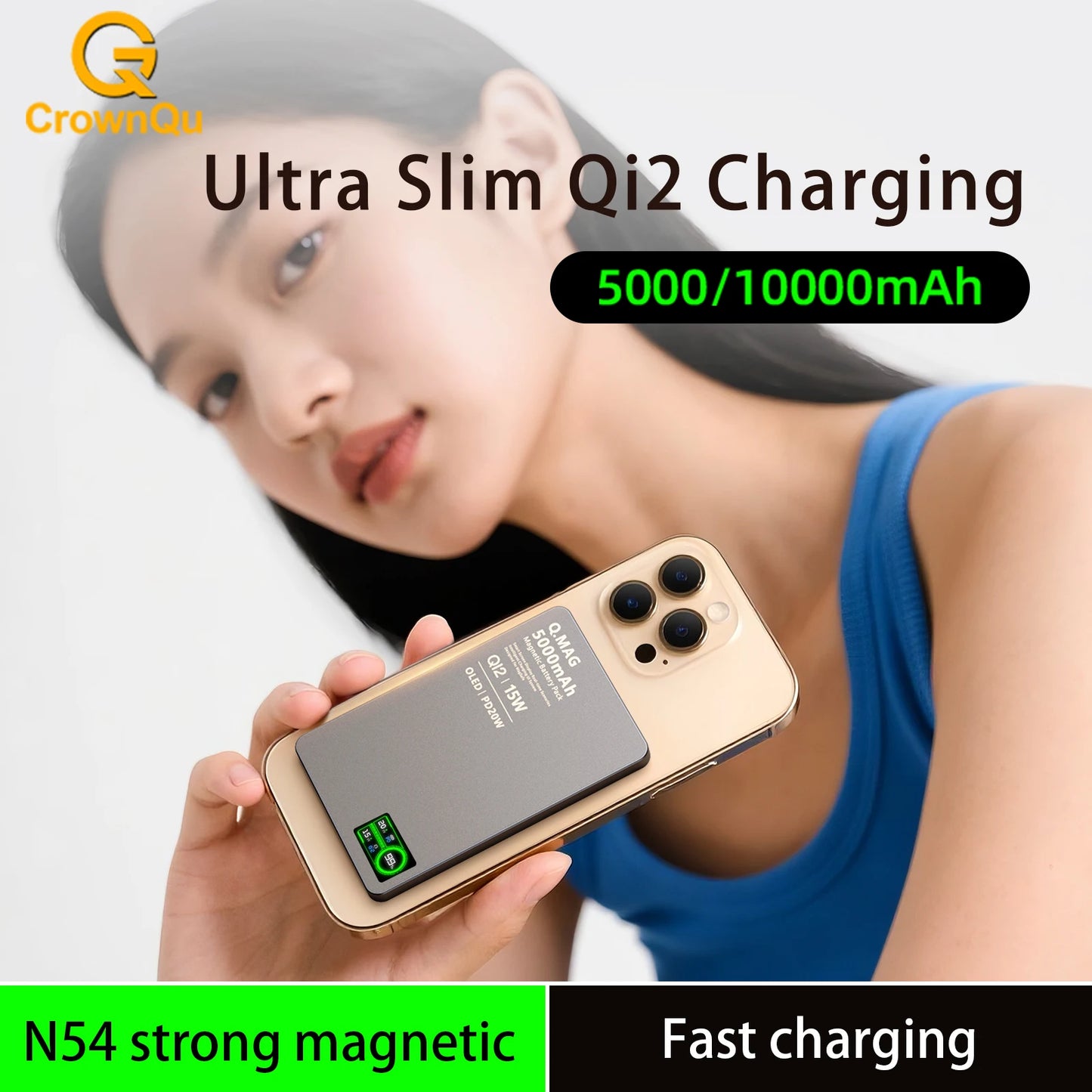 Powerbank Magnético QI 2.1 com Carregamento Rápido Sem Fio, Bateria Externa Portátil para iPhone 12-17 Pro, Watch e Airpods 5000/10000mAh