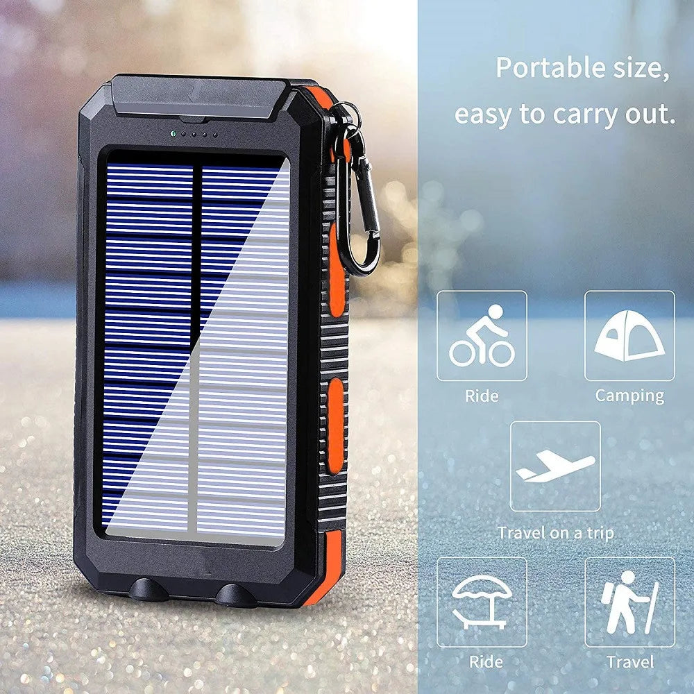 Banco de energia solar 80000mAh Carregamento portátil Poverbank Carregador de bateria externa Luz forte LDE para todos os smartphones