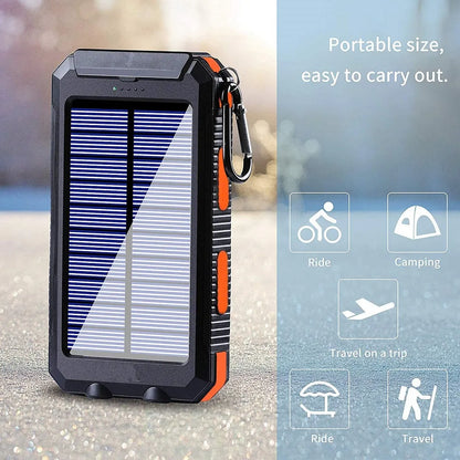 Banco de energia solar 80000mAh Carregamento portátil Poverbank Carregador de bateria externa Luz forte LDE para todos os smartphones