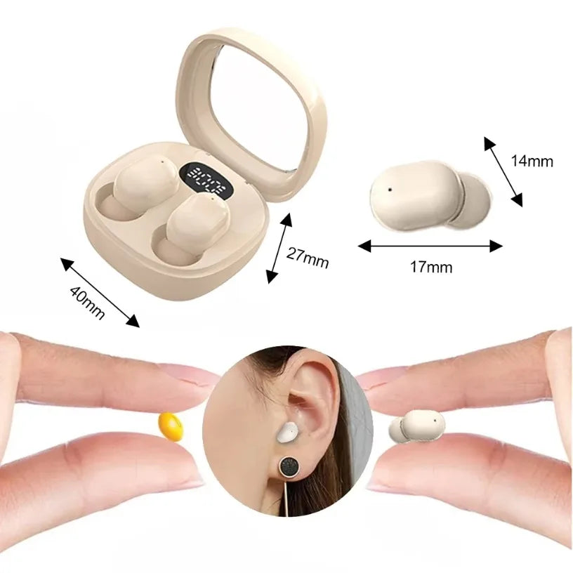 VIKEFON Fones de ouvido Bluetooth 5.3 Mini fones de ouvido TWS sem fio HIFI estéreo com redução de ruído e microfones